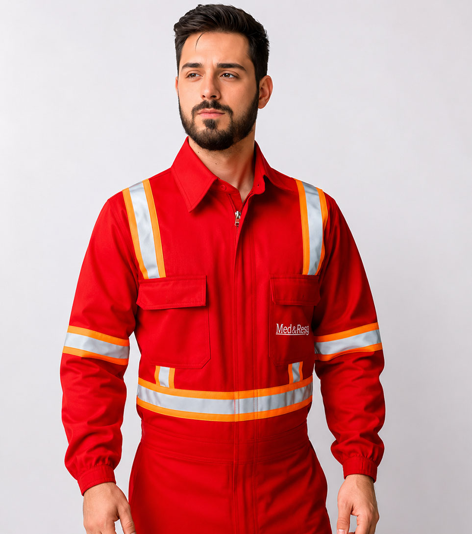 Uniforme vermelho operacional com bordado MG Uniformes