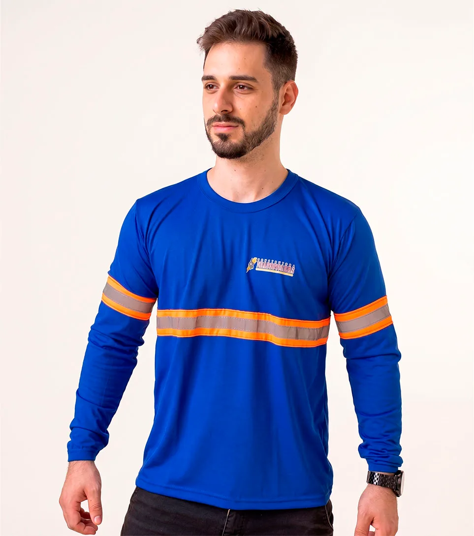Camiseta manga longa azul com refletivo Mardigueras construção