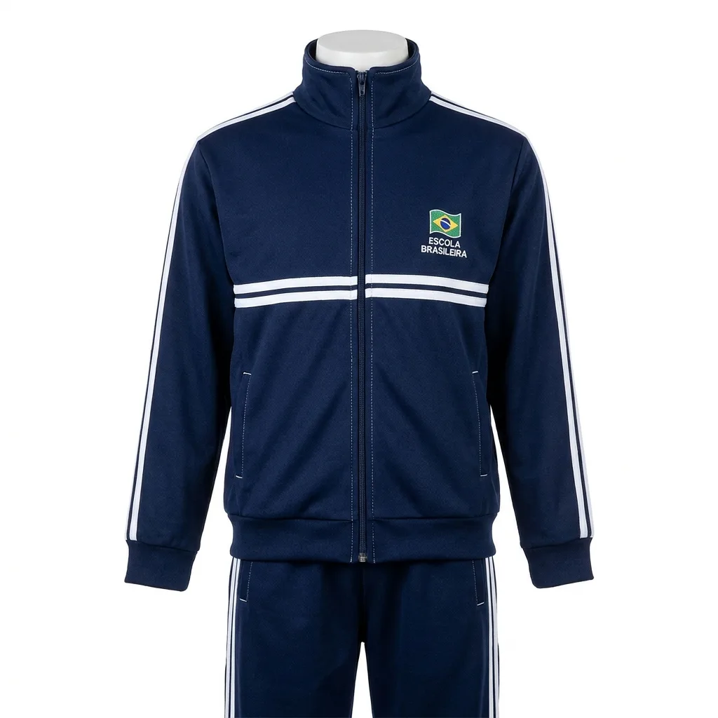 Agasalho escolar com zíper e bordado — linha educação MG Uniformes