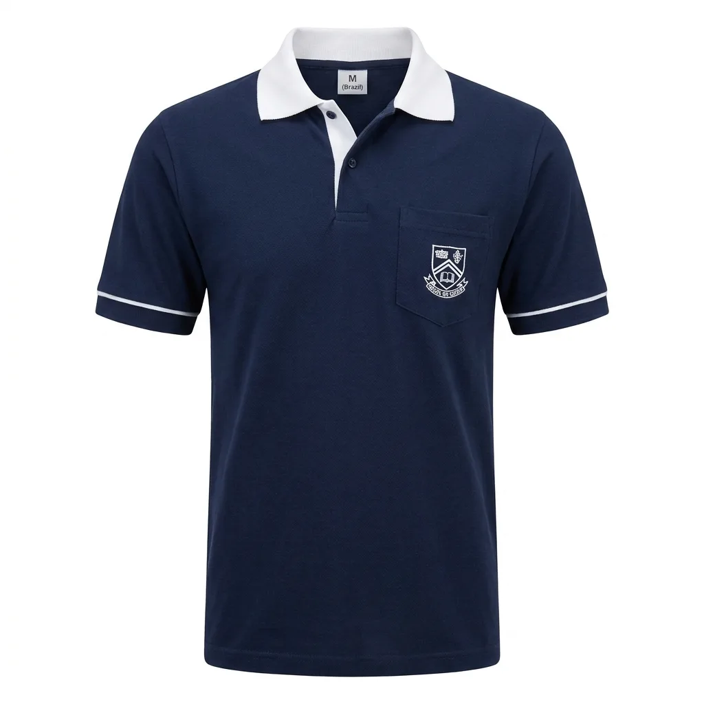 Camiseta escolar em malha PV com bordado da escola — MG Uniformes