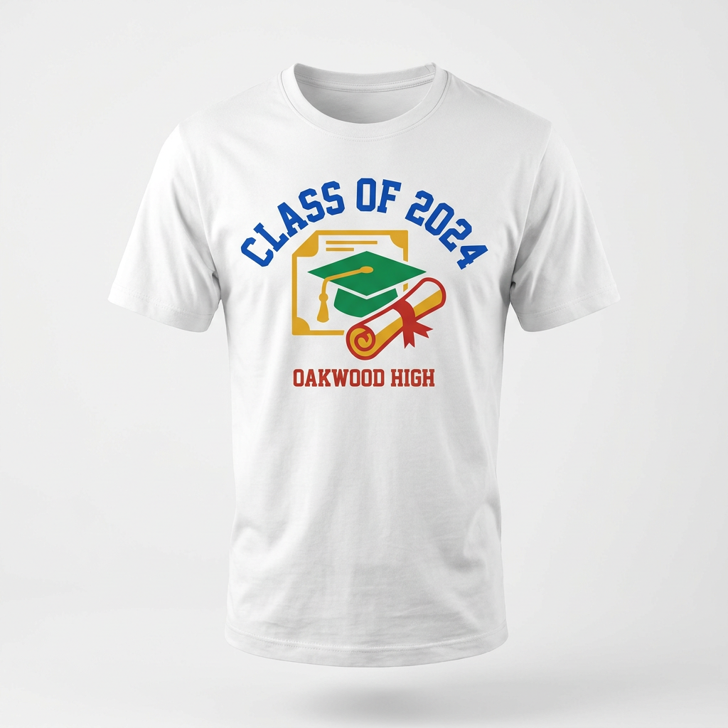 Camiseta de formatura personalizada com turma e bordado