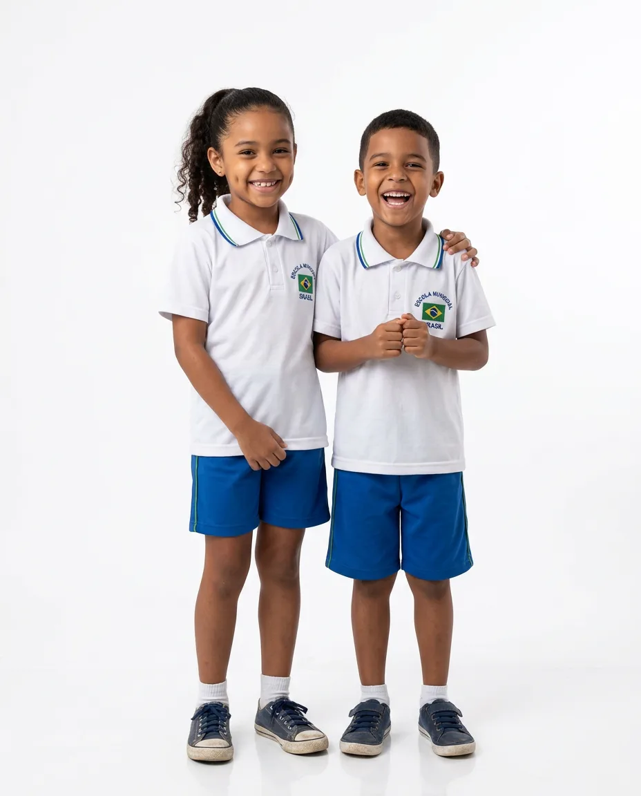 Crianças com uniforme escolar MG