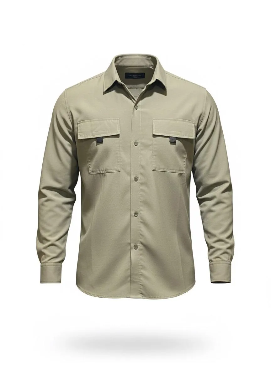 Camisa Mustang Agro bege manga longa — MG Uniformes Cuiabá e Várzea Grande MT